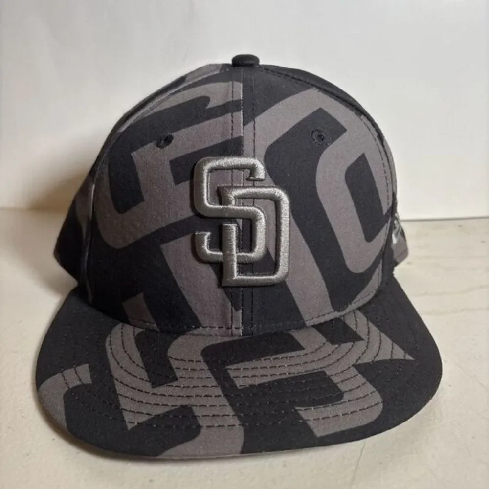 New Era 59Fifty San Diego Padres‎ Black & Grey MLB Fitted Hat NEW - 7